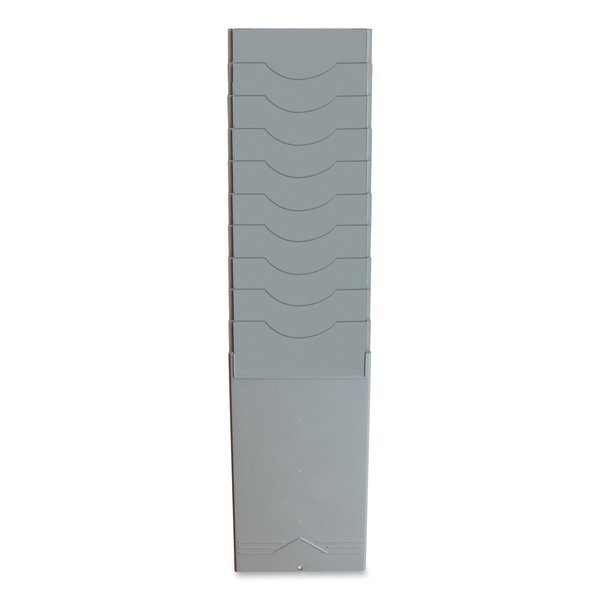 Pyramid Technologies Time Card Rack, 10 Pockets, Plastic, Light Gray 400-10